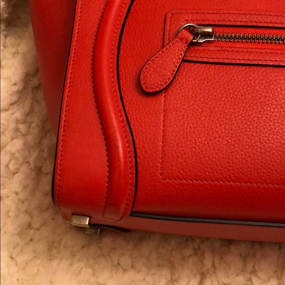 Celine Micro Red Luggage Tote - Picture 12 of 16